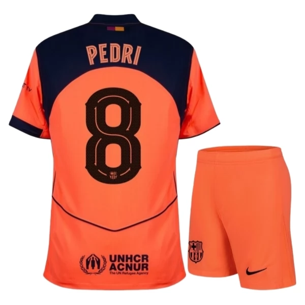 Maglia FC Barcelona Pedri 8 Divisa Gara Terza Bambino 2025-2026 Maglia FC Barcelona Pedri 8 Divisa Gara Terza Bambino 2025-2026